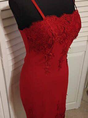 Haute Monde Red Lace Bodycon Cocktail Party Sexy Dress Women’s Sz Medium